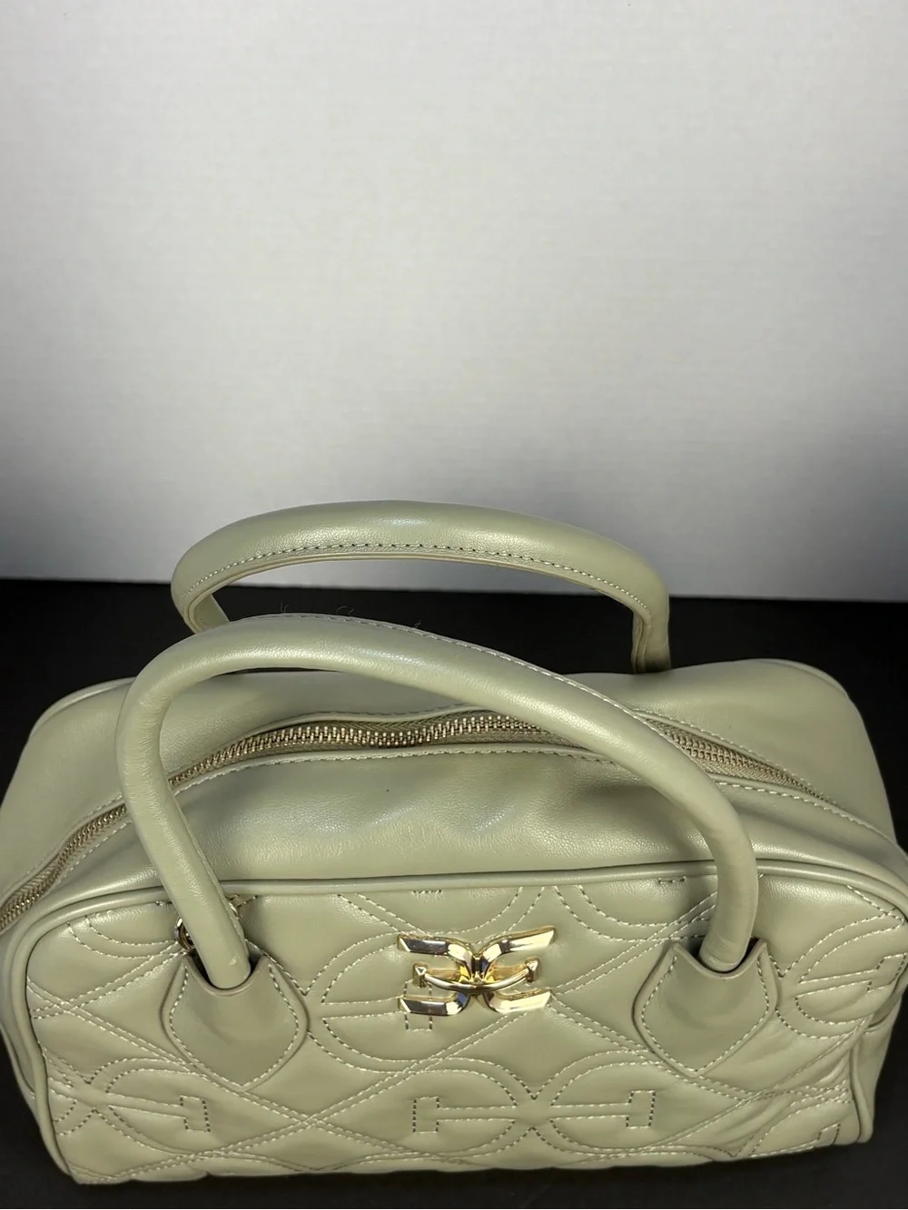 Purse Bag Sage Green Quilted Faux Leather Satchel